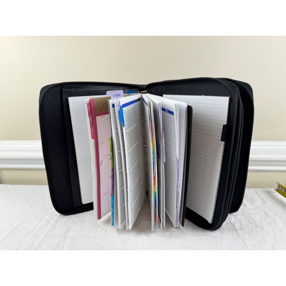 Day Runner Classic Edition Black Zippered 3 Ring Binder Organizer Portfolio 2002